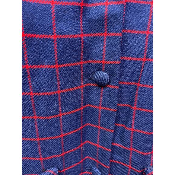 Vintage Herman Marcus Jacket Womens large red/Blue plaid jacket button front - Picture 4 of 5